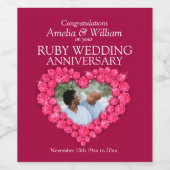 Ruby Hochzeitstag Sonderweinetiketten Weinetikett (Einzelnes Label)