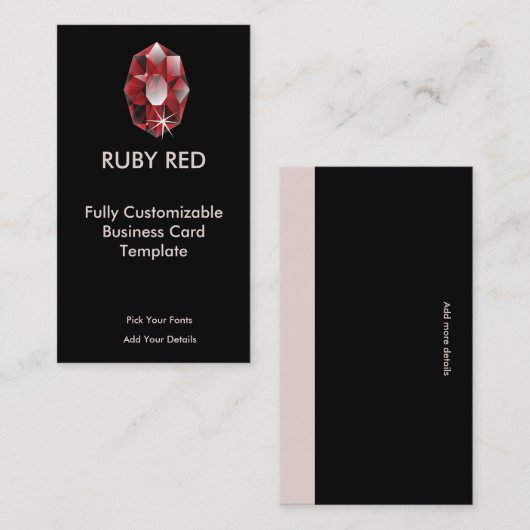 Ruby Jewel - Red Ruby Logo Visitenkarte (Vorne/Hinten)
