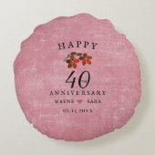 Ruby Jewel zum 40. Hochzeitstag Rundes Kissen (Rückseite)