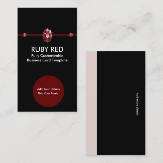 Ruby Jewele - Red Ruby Kristall Logo Visitenkarte (Vorne/Hinten)