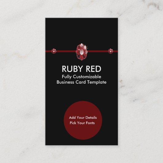 Ruby Jewele - Red Ruby Kristall Logo Visitenkarte (Vorderseite)