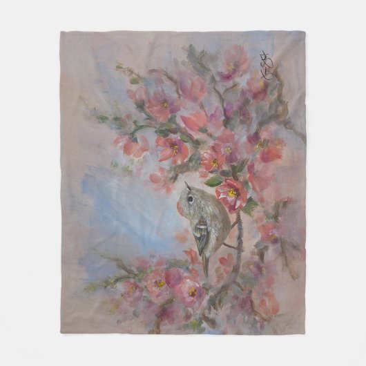 Ruby Kinglet Bird Fleecedecke (Vorderseite)