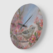 Ruby Kinglet Bird Große Wanduhr (Winkel)