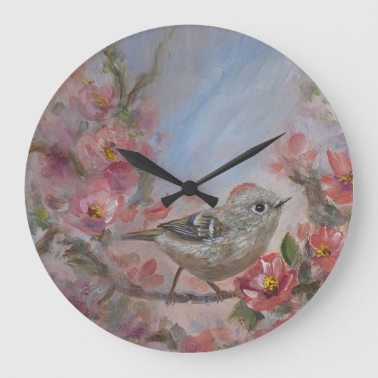 Ruby Kinglet Bird Große Wanduhr (Vorderseite)