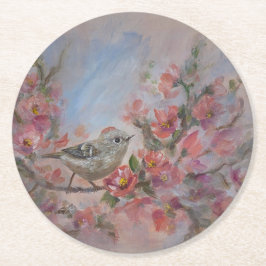 Ruby Kinglet Bird Runder Pappuntersetzer