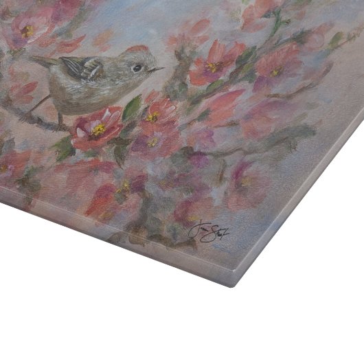 Ruby Kinglet Bird Schneidebrett (Ecke)