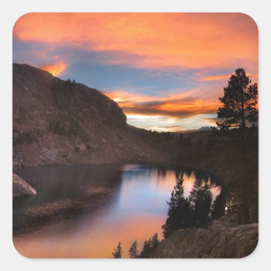 Ruby Lake Sunset - John Muir Trail - Sierra Nevada Quadratischer Aufkleber (Vorderseite)