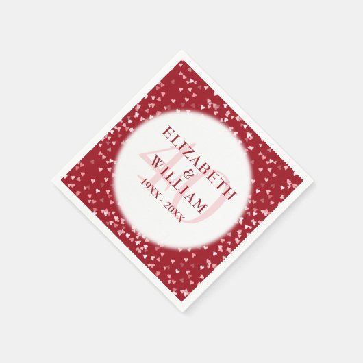 Ruby Liebe Hearts Confetti zum 40-jährigen Jubiläu Serviette (Ecke)