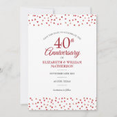Ruby Liebe Hearts zum 40. Hochzeitstag Save The Date (Vorderseite)