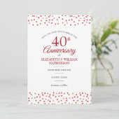 Ruby Liebe Hearts zum 40. Hochzeitstag Save The Date (Stehend Vorderseite)