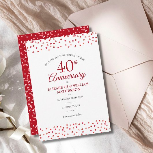Ruby Liebe Hearts zum 40. Hochzeitstag Save The Date