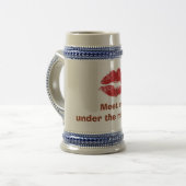 RUBY LIPS= "MEIN UNTER MISTLETOE" STEIN BIERGLAS (Vorderseite Links)
