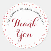 Ruby Love Hearts zum 40. Jahrestag Vielen Dank Runder Aufkleber (Vorderseite)