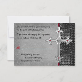 Ruby Medieval Celtic Cross RSVP Card Karte