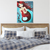 Ruby Meerjungfrau Wrapped Canvas Print Leinwanddruck (Insitu (Schlafzimmer))