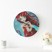 Ruby Mermaid Fantasy Art Clock Große Wanduhr (Zuhause)