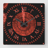 Ruby Midnight Clock Quadratische Wanduhr (Vorderseite)