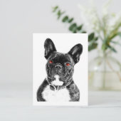 Ruby Mit Augen French Bulldog Portrait Postkarte (Stehend Vorderseite)