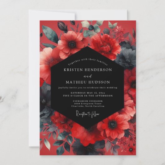 Ruby Moody Anemone Wedding Einladung (Vorderseite)