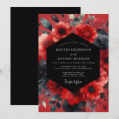 Ruby Moody Anemone Wedding Einladung (Vorne/Hinten)