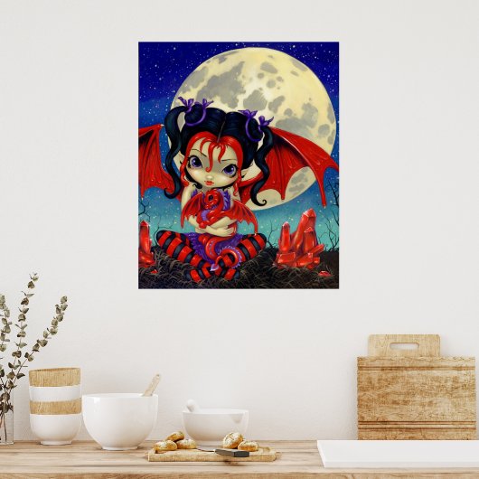 Ruby Moon ART DRINT Ruby Dragonling Dragon Fairy Poster (Küche)