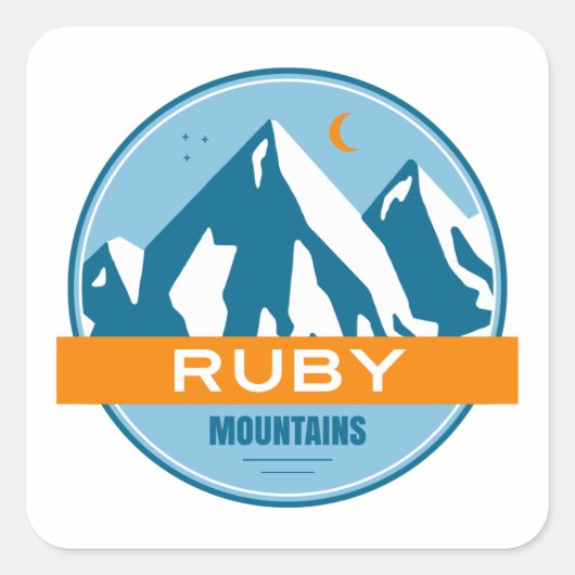 Ruby Mountains Nevada Stars Moon Quadratischer Aufkleber (Vorderseite)