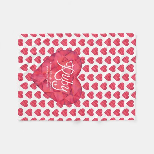 Ruby-Name bedeutet Wasserfarbenherz-Edelstein-Deck Fleecedecke (Vorderseite (Horizontal))