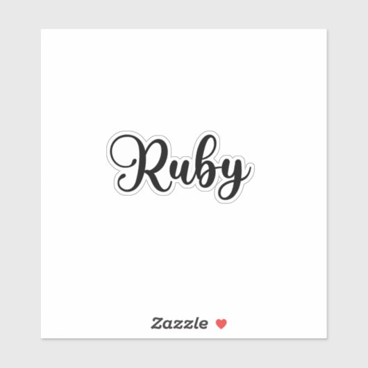 Ruby Name - Handgeschriebene Kalligrafie Aufkleber (Blatt)