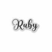 Ruby Name - Handgeschriebene Kalligrafie Aufkleber (Vorderseite)