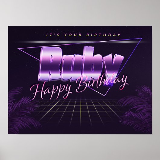 Ruby Name Vorname lila retro Poster Geburtstag (Vorne)