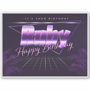 Ruby Name Vorname lila retro Sticker Geburtstag