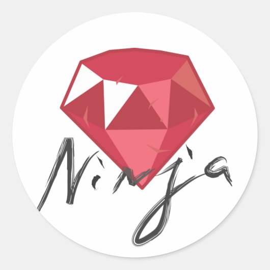 Ruby Ninja Gemstone Geek Runder Aufkleber (Vorderseite)