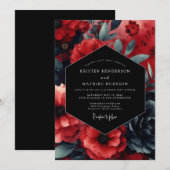 Ruby Nocturne Bloom Wedding Einladung (Vorne/Hinten)