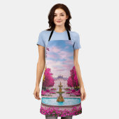 Ruby Oasis - Rote Bäume und Brunnen Kochen Schürze (Getragen)