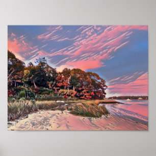 Ruby Ocean Sunset Poster