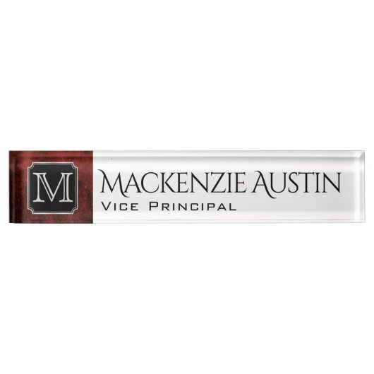 Ruby Office | Custom Scarlet Garnet Crimson Red | Namensplakette (Vorderseite)