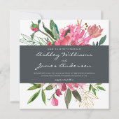 Ruby Peony Floral Wedding Einladung | Platz (Vorderseite)
