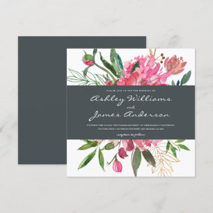 Ruby Peony Floral Wedding Einladung Platz