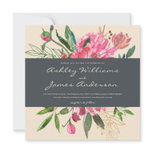 Ruby Peony Floral Wedding Einladung | Platz