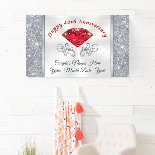 Ruby Personalisiert Happy 40th Anniversary Banner (Insitu)