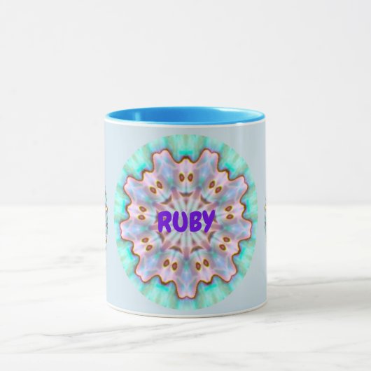 RUBY ~ Personalisiert Paua Muschel Fraktal ~ Tasse (Zentrum)