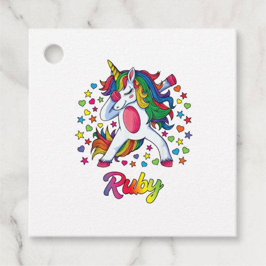 Ruby Personalisiertes Namens-Einhorn-Mädchen-Gesch Geschenkanhänger (Vorderseite)