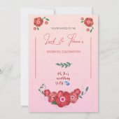 Ruby Petals of Romance Symphony Wedding Einladung (Rückseite)