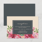 Ruby Pink Peony Botanical Ivory Wedding Begleitkarte (Vorne/Hinten)