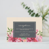 Ruby Pink Peony Botanical Ivory Wedding Begleitkarte (Stehend Vorderseite)