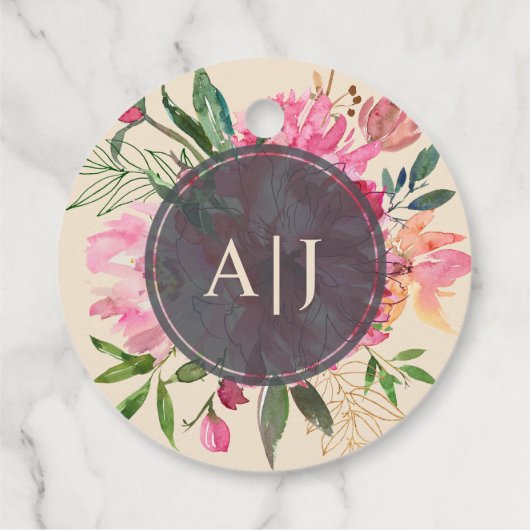 Ruby Pink Peony Botanical Ivory Wedding Geschenkanhänger (Rückseite)