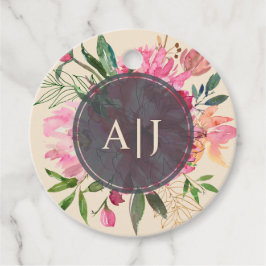 Ruby Pink Peony Botanical Ivory Wedding Geschenkanhänger