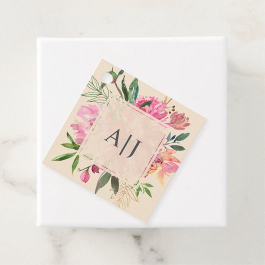 Ruby Pink Peony Botanical Ivory Wedding Geschenkanhänger (Beispiel)