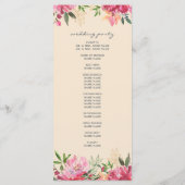 Ruby Pink Peony Botanical Ivory Wedding Programm (Rückseite)