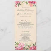 Ruby Pink Peony Botanical Ivory Wedding Programm (Vorderseite)